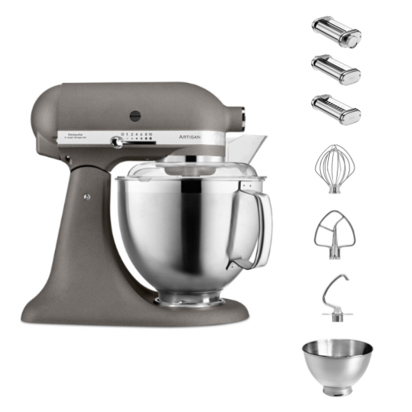 KitchenAid 4,8 L 5KSM185 Artisan Küchenmaschine Pastalover 3er Nudelwalzenset