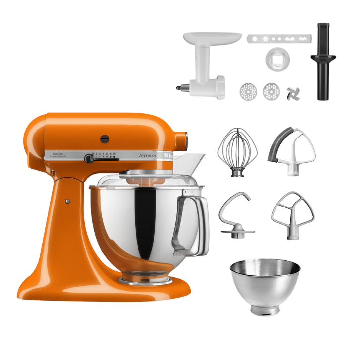 KitchenAid 4,8 L 5KSM175 Artisan Küchenmaschine Cookielover mit Fleischwolf+Spritzgebäckvorsatz