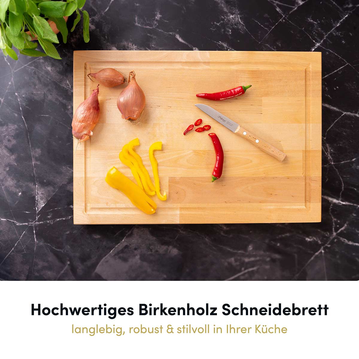 Massives Schneidebrett 43x30 cm I 40 mm starkes Birkenholz