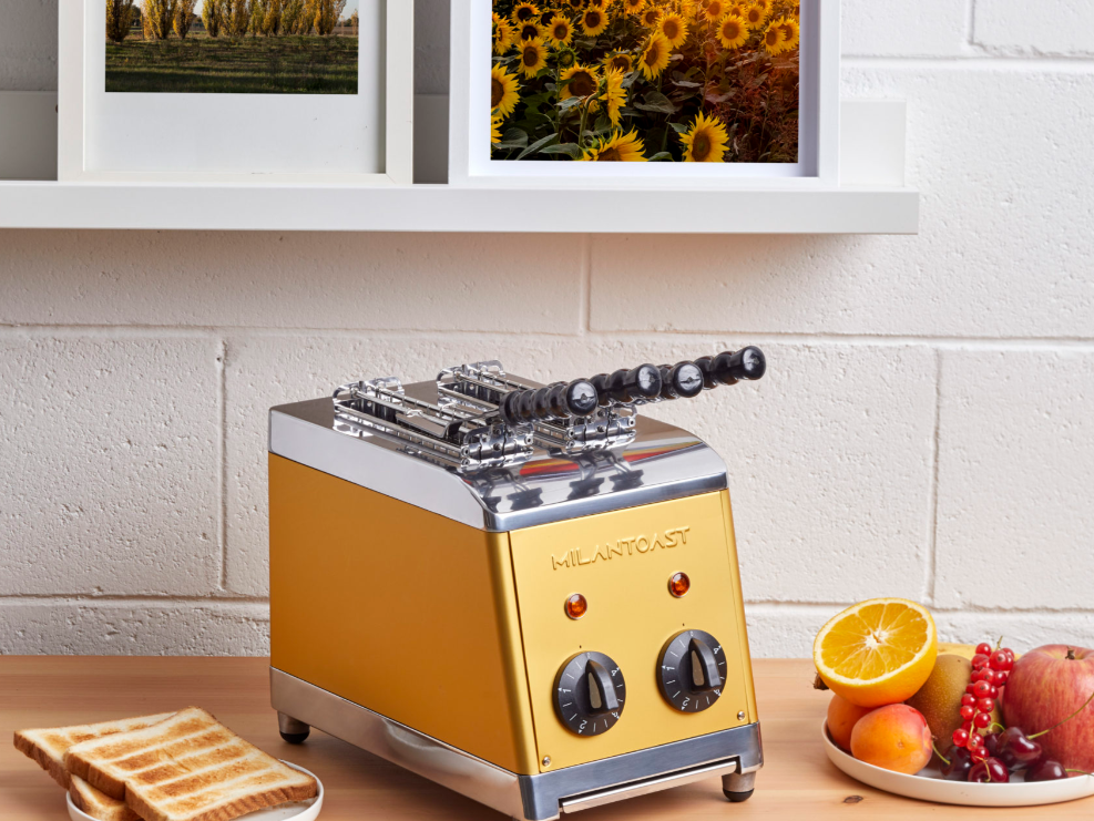 Milantoast 2-er Toaster mit Zangen mit Brötchenaufsatz